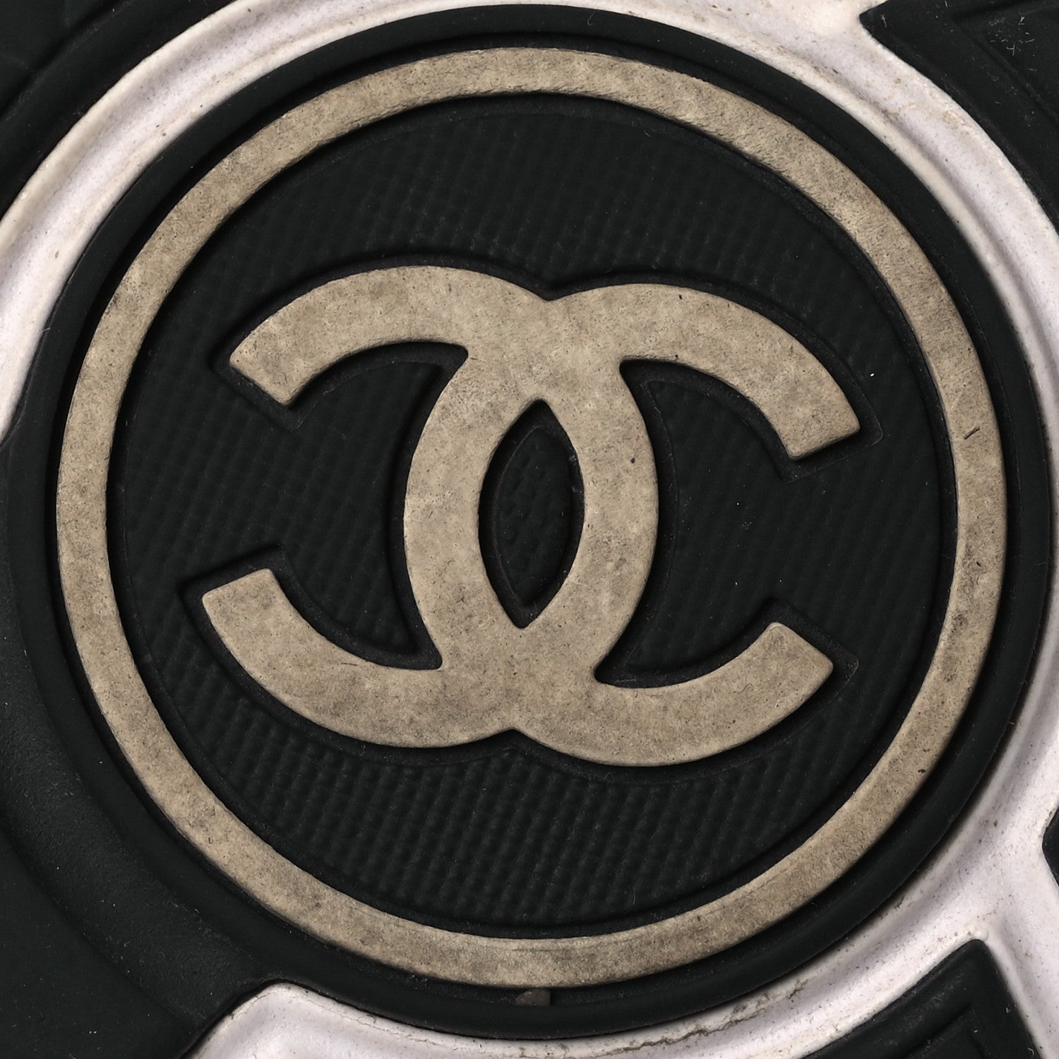 Chanel Mesh Suede Calfskin Grained Calfskin Womens CC Sneakers 38 White Black 8 of 11
