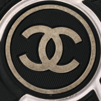 Chanel Mesh Suede Calfskin Grained Calfskin Womens CC Sneakers 38 White Black 8 of 11