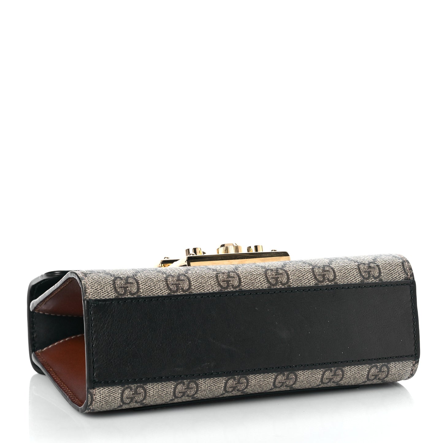 GG Supreme Monogram Calfskin Small Padlock Shoulder Bag Beige Black Cuir