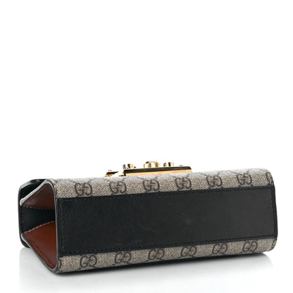 Gucci GG Supreme Monogram Calfskin Small Padlock Shoulder Bag Beige Black Cuir 4 of 14