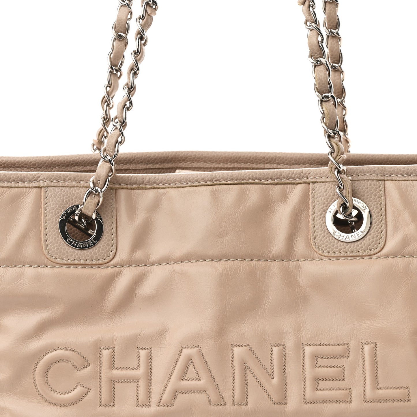 Glazed Calfskin Small Deauville Tote Light Pink