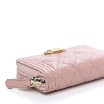 Chanel Caviar Quilted Boy Zip Around Coin Purse Wallet Light Pink 6 of 10