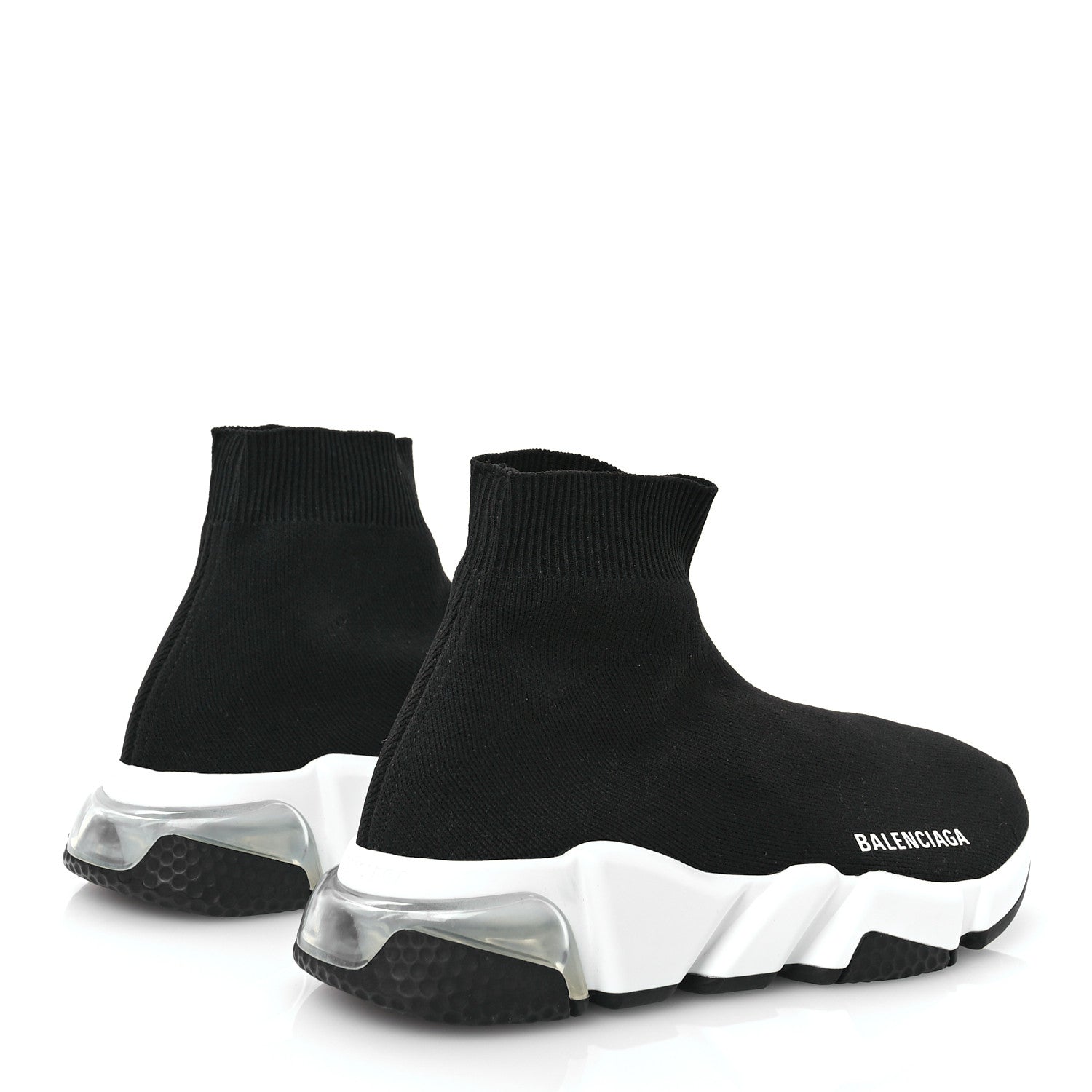 Balenciaga Neoprene Knit Womens Speed Clear Sole Sneakers 36 Black White 4 of 8