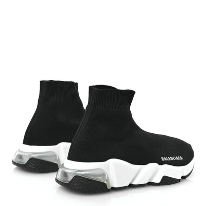 Balenciaga Neoprene Knit Womens Speed Clear Sole Sneakers 36 Black White 4 of 8