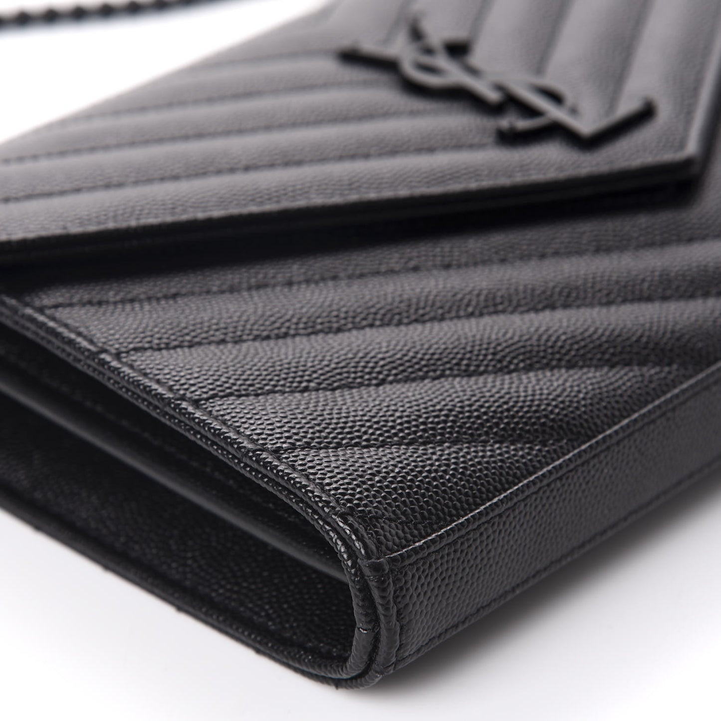 Grain De Poudre Matelasse Chevron Monogram Chain Wallet Black