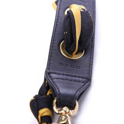 Chloe Calfskin Silk Little Horses Scarf Strap Navy 5 of 5