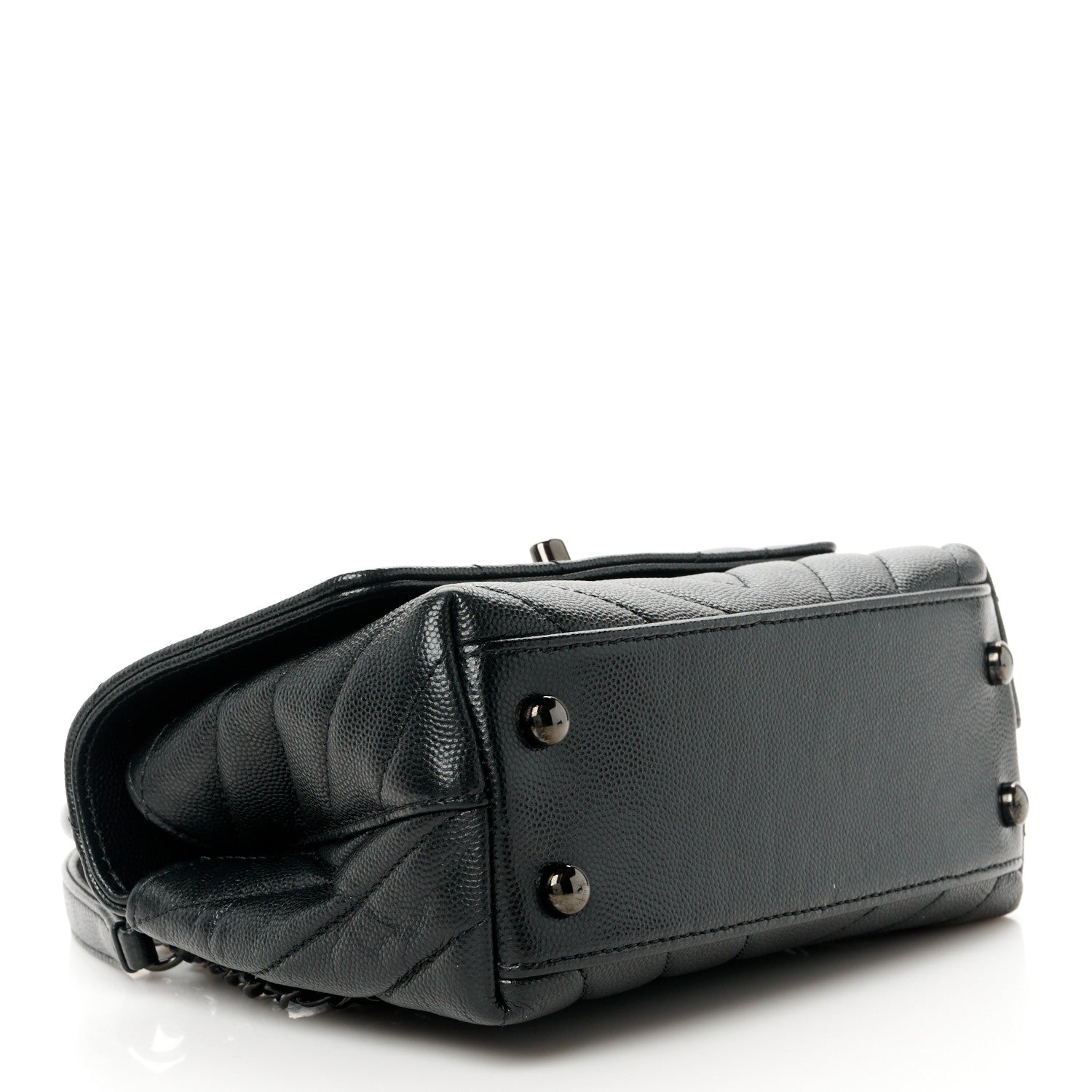 Chanel Caviar Chevron Quilted Extra Mini Coco Handle Flap So Black 4 of 12