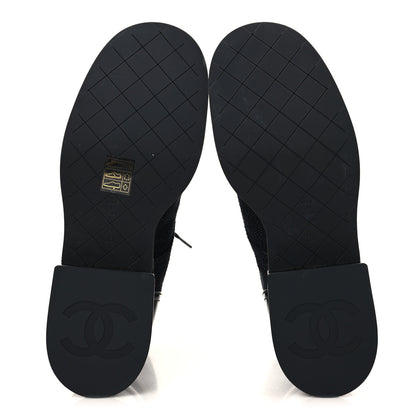 Chanel Fabric Patent Calfskin Lambskin Quilted CC Lace Up Combat Boots 36 Black 5 of 8