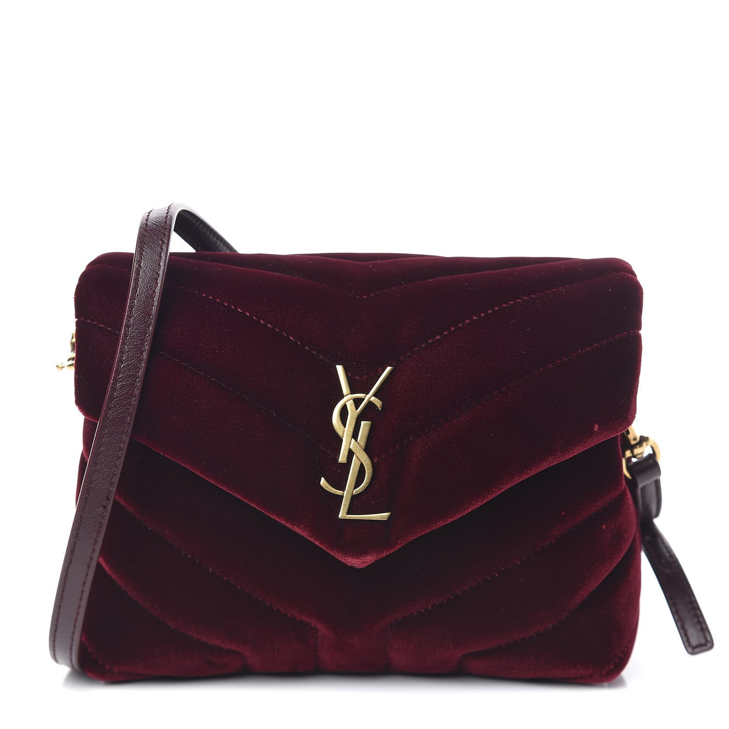 Velvet Y Quilted Monogram Toy Loulou Crossbody Bag French Burgundy