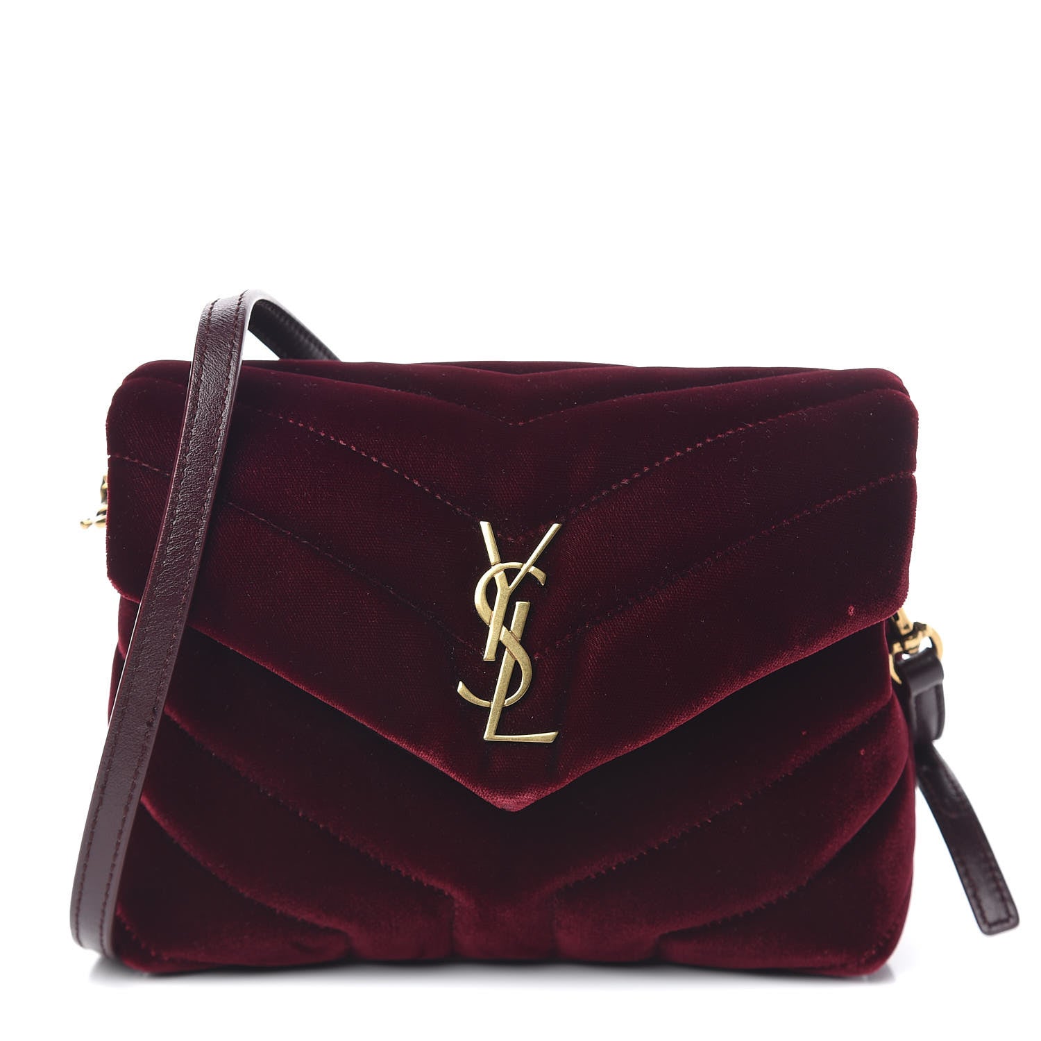 Saint Laurent Velvet Y Quilted Monogram Toy Loulou Crossbody Bag French Burgundy 1 of 11
