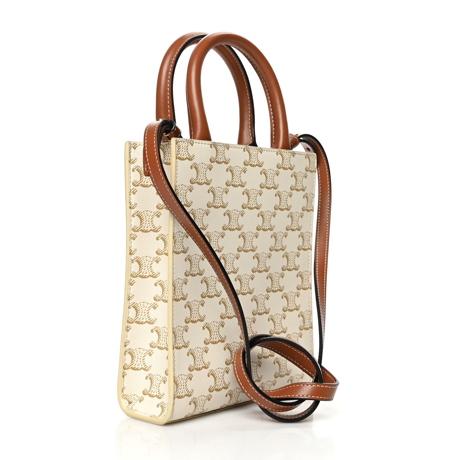 Celine Triomphe Canvas Calfskin Mini Vertical Cabas White 3 of 6