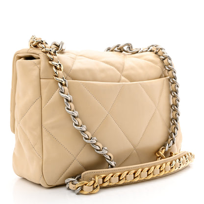 Chanel Lambskin Quilted Large Chanel 19 Flap Beige 3 of 11
