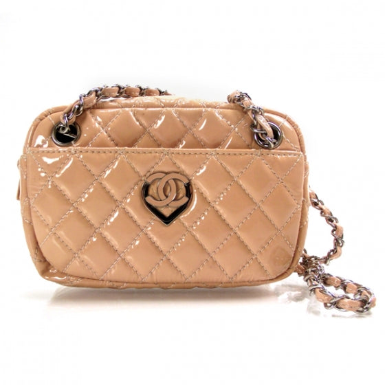 Patent Leather Heart Small Camera Case