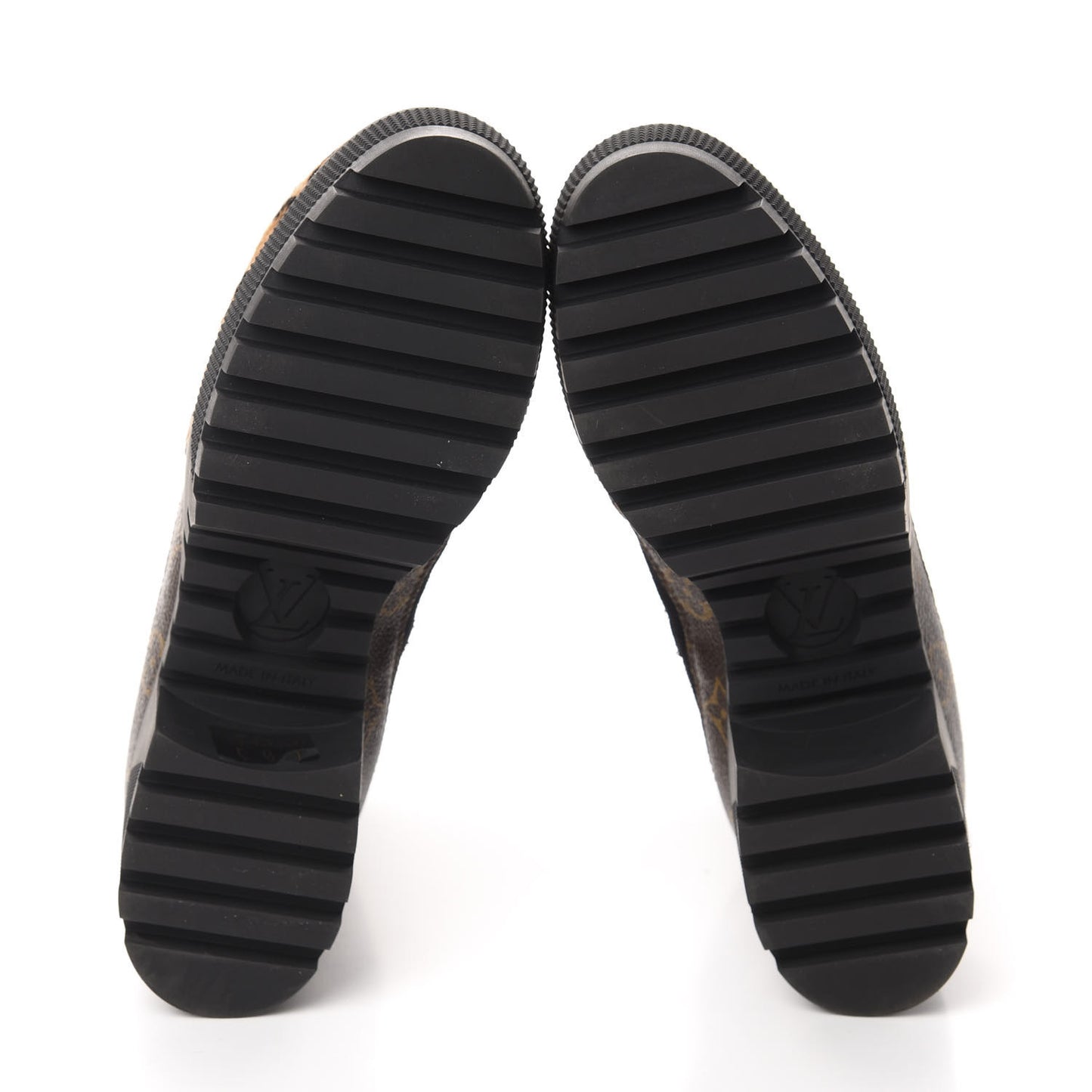 Suede Calfskin Monogram Laureate Platform Desert Boots 38.5 Black