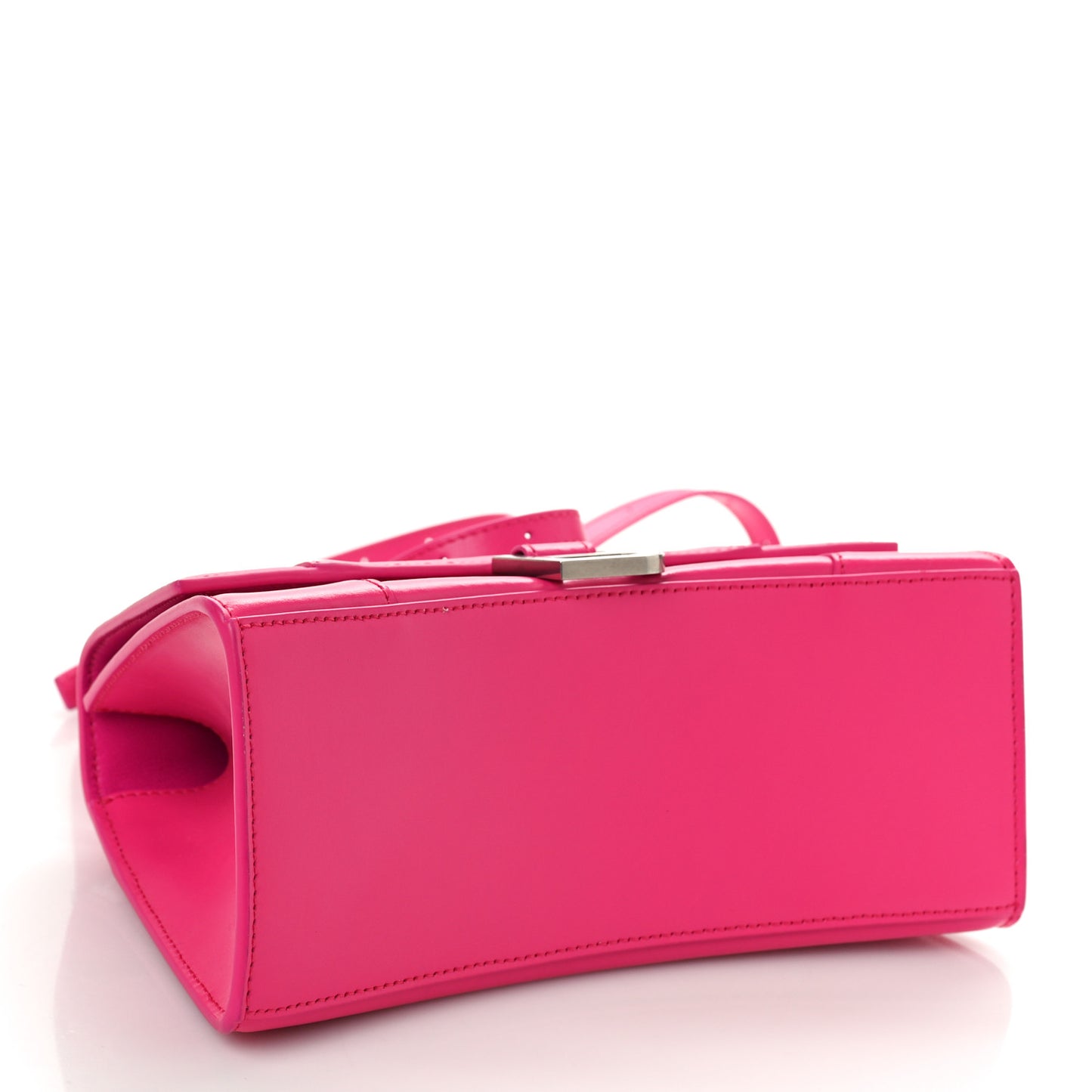 Shiny Box Calfskin Small Hourglass Top Handle Bag Acid Fuchsia