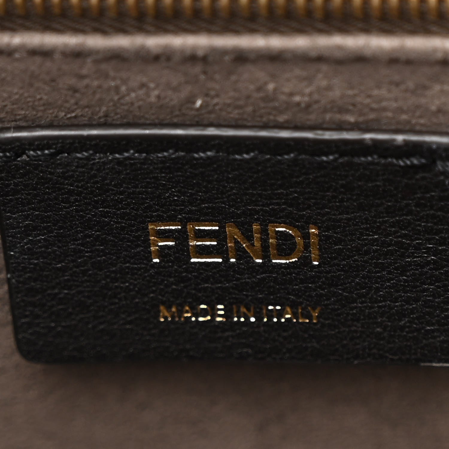 Fendi Glazed Fabric Vitello Century Plexiglass FF 1974 Stamp Patch Medium Runaway Shopper Tote Mogano Panna Black 6 of 10