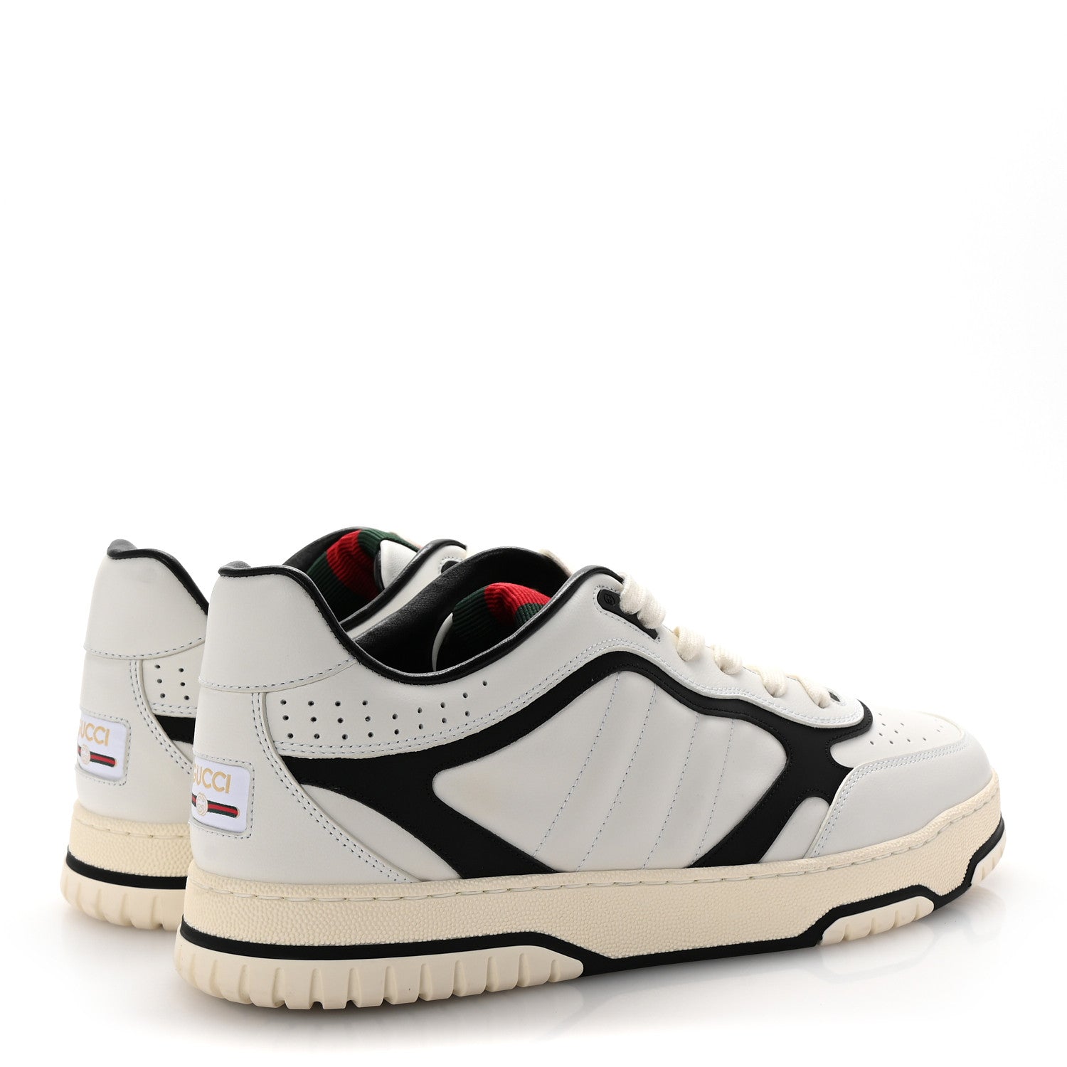 Gucci Calfskin Mens Re-Web Sneakers 10.5 Black White 10 of 20