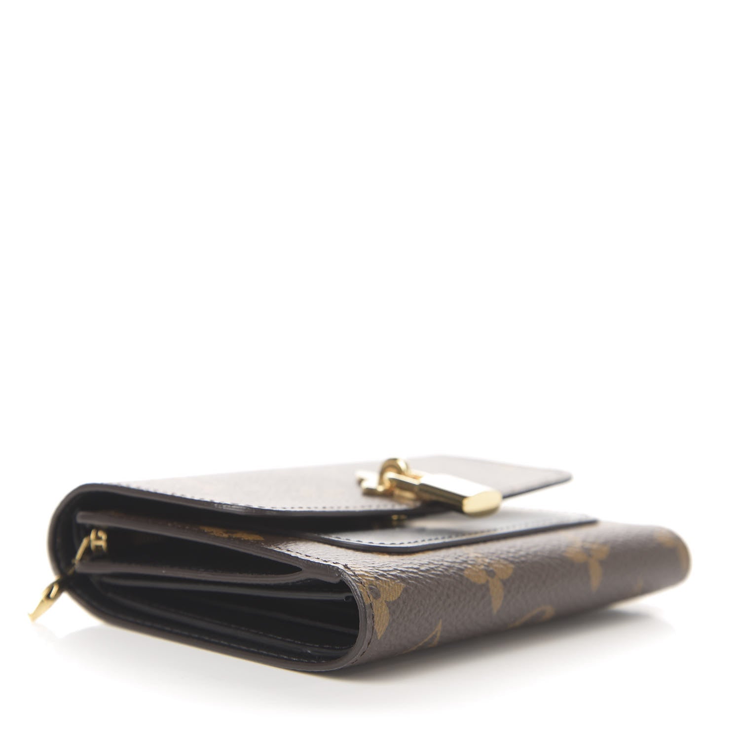 Louis Vuitton Monogram Flower Lock Compact Wallet Black 4 of 6
