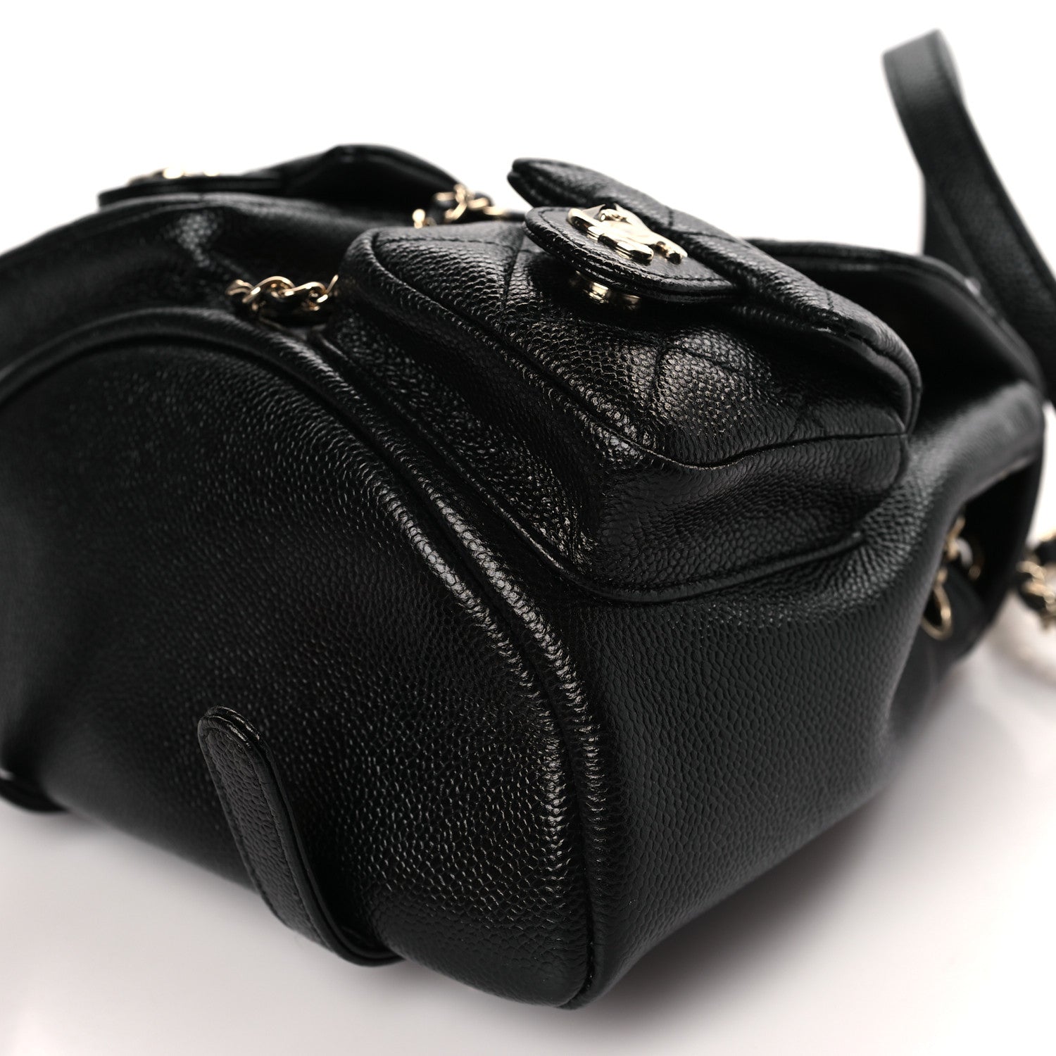 Chanel Shiny Caviar Quilted Small Duma Pockets Drawstring Backpack Black 9 of 10