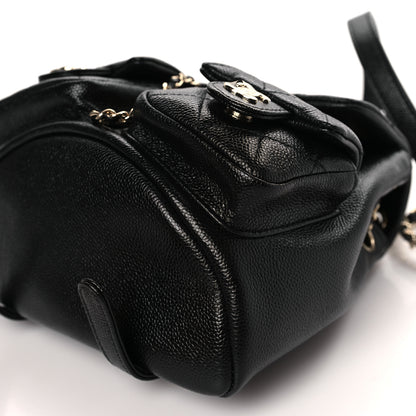 Chanel Shiny Caviar Quilted Small Duma Pockets Drawstring Backpack Black 9 of 10