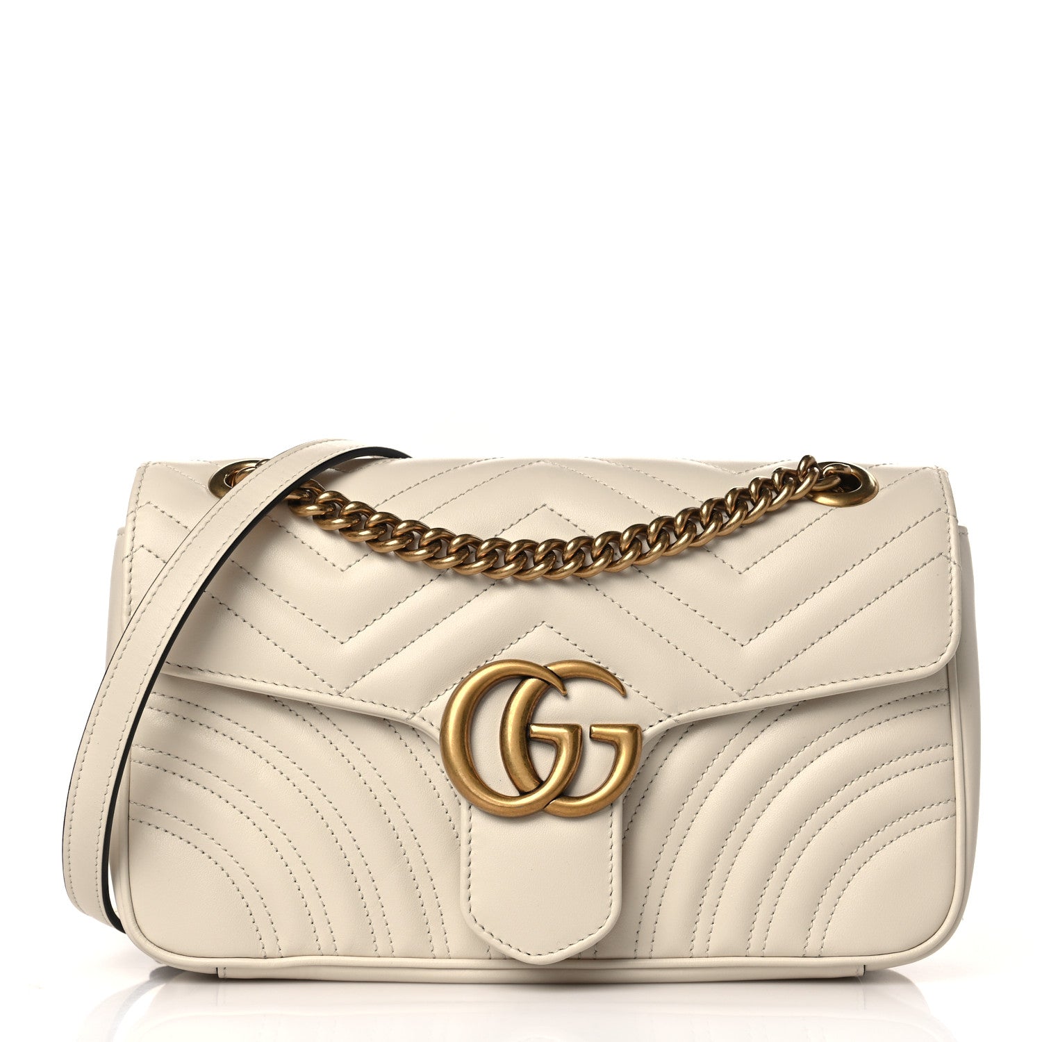 Gucci Calfskin Matelasse Small GG Marmont Shoulder Bag White 1 of 10