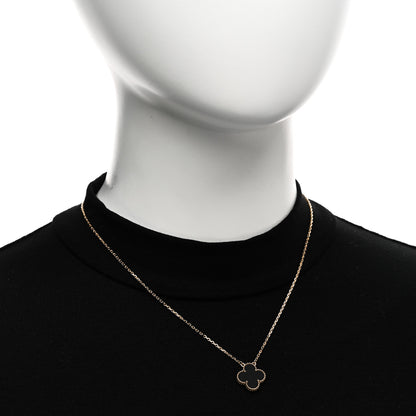 Van Cleef & Arpels 18K Yellow Gold Black Onyx Vintage Alhambra Pendant Necklace 2 of 5