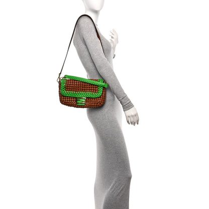 Fendi Nappa FF Woven Baguette Cuoio Tomatillo 3 of 9