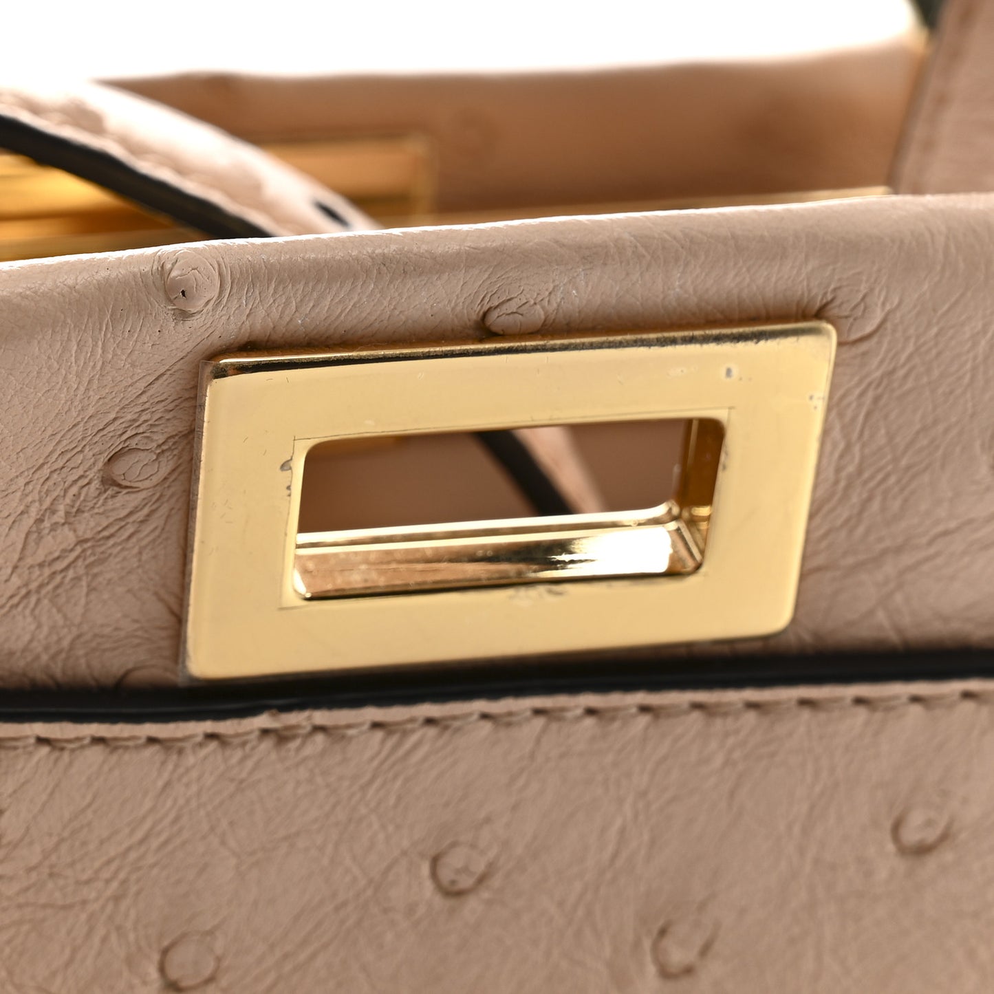 Ostrich Shiny Nappa Mini Peekaboo Iconic Satchel Poudre