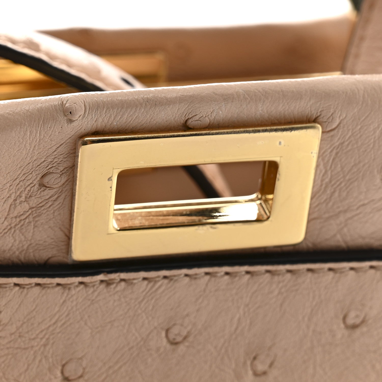 Fendi Ostrich Shiny Nappa Mini Peekaboo Iconic Satchel Poudre 17 of 19