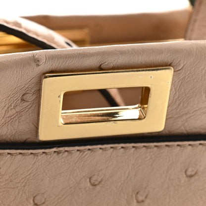 Fendi Ostrich Shiny Nappa Mini Peekaboo Iconic Satchel Poudre 17 of 19