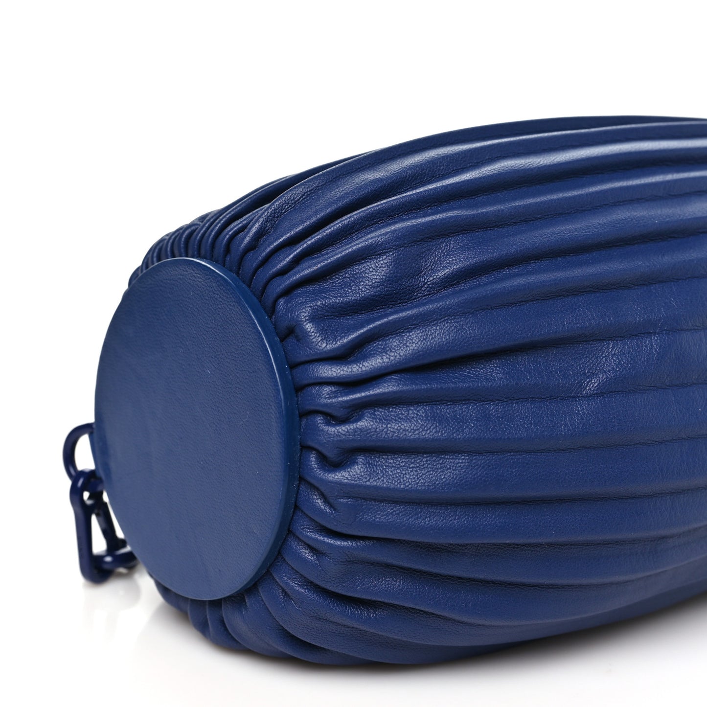 Lambskin Pleated Bracelet Pouch Chain Shoulder Bag Blue