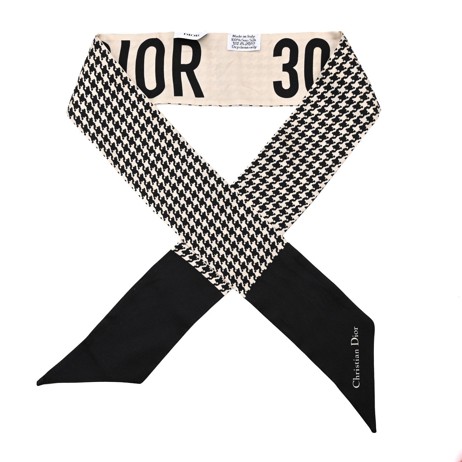 Christian Dior Silk Houndstooth Mitzah Scarf Black White 1 of 6