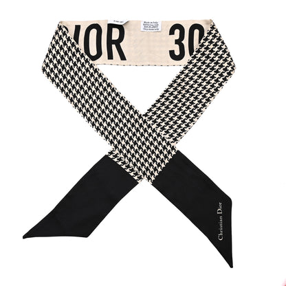Christian Dior Silk Houndstooth Mitzah Scarf Black White 1 of 6