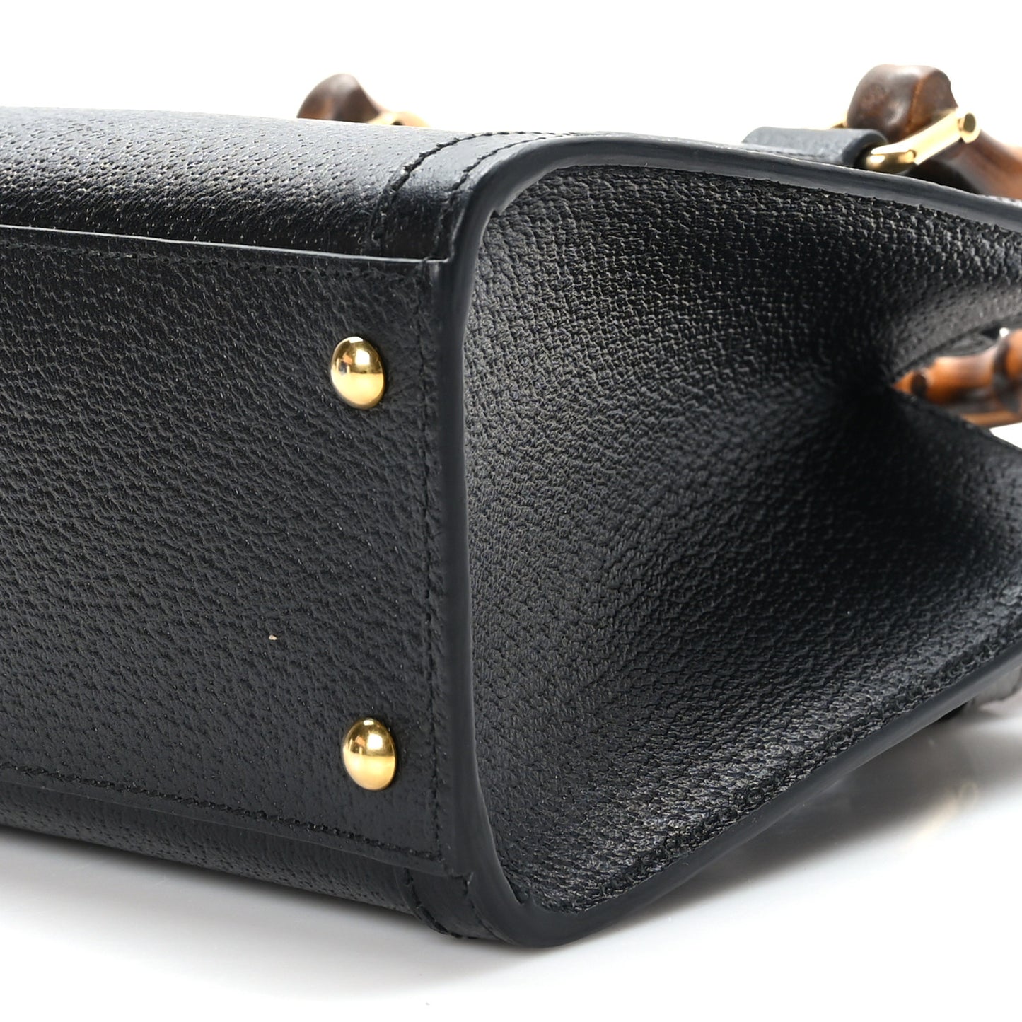 Textured Dollar Calfskin Web Mini Diana Tote Bag Black