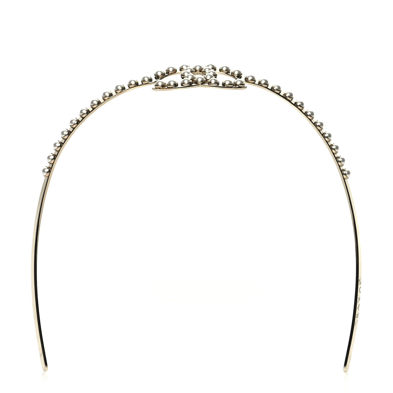 Chanel Metal Pearl CC Headband Light Gold 1 of 5