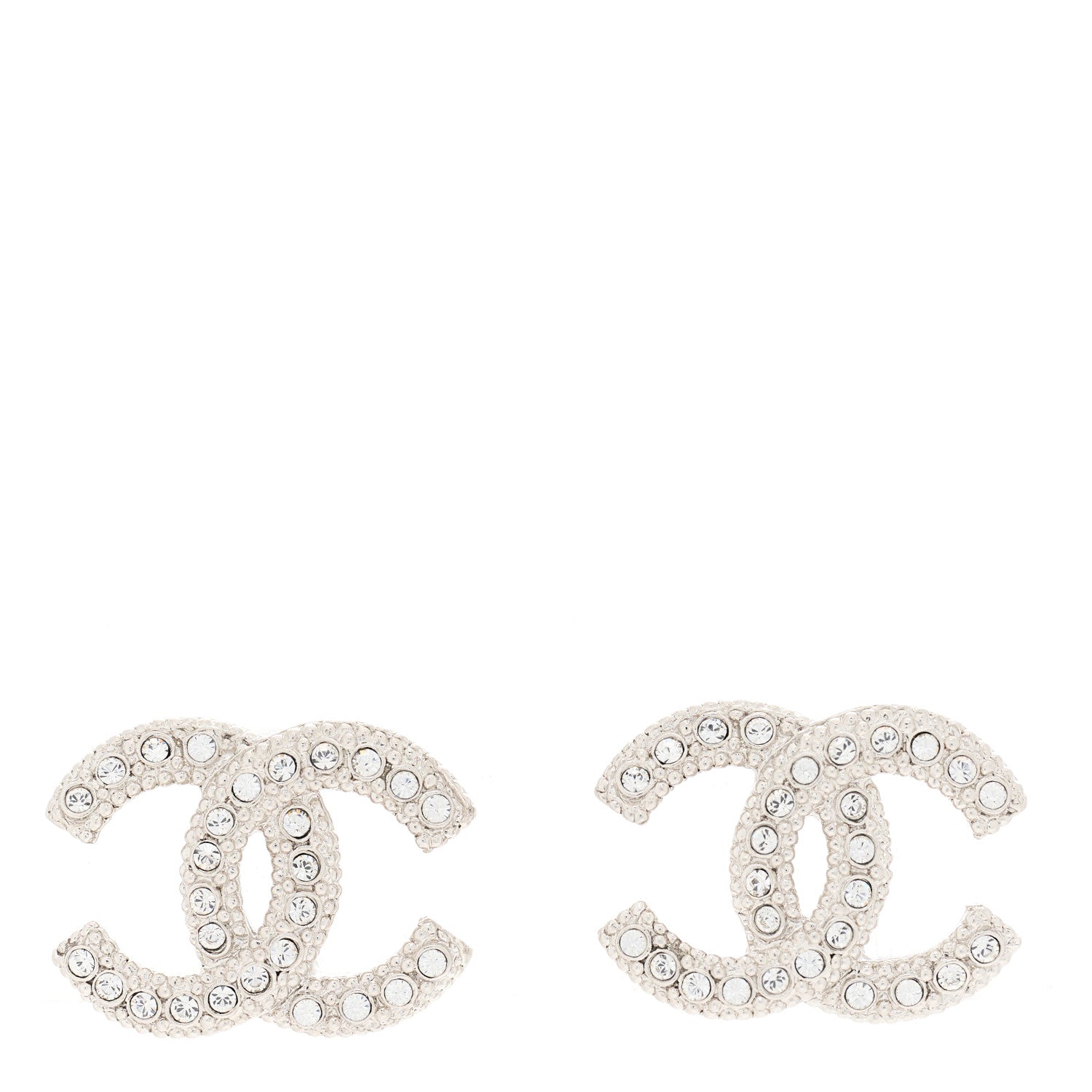 Chanel Crystal CC Earrings Silver 1 of 3