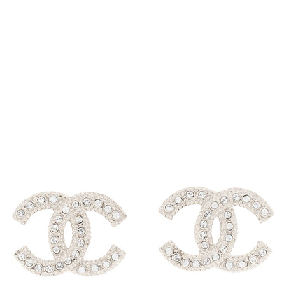 Chanel Crystal CC Earrings Silver 1 of 3