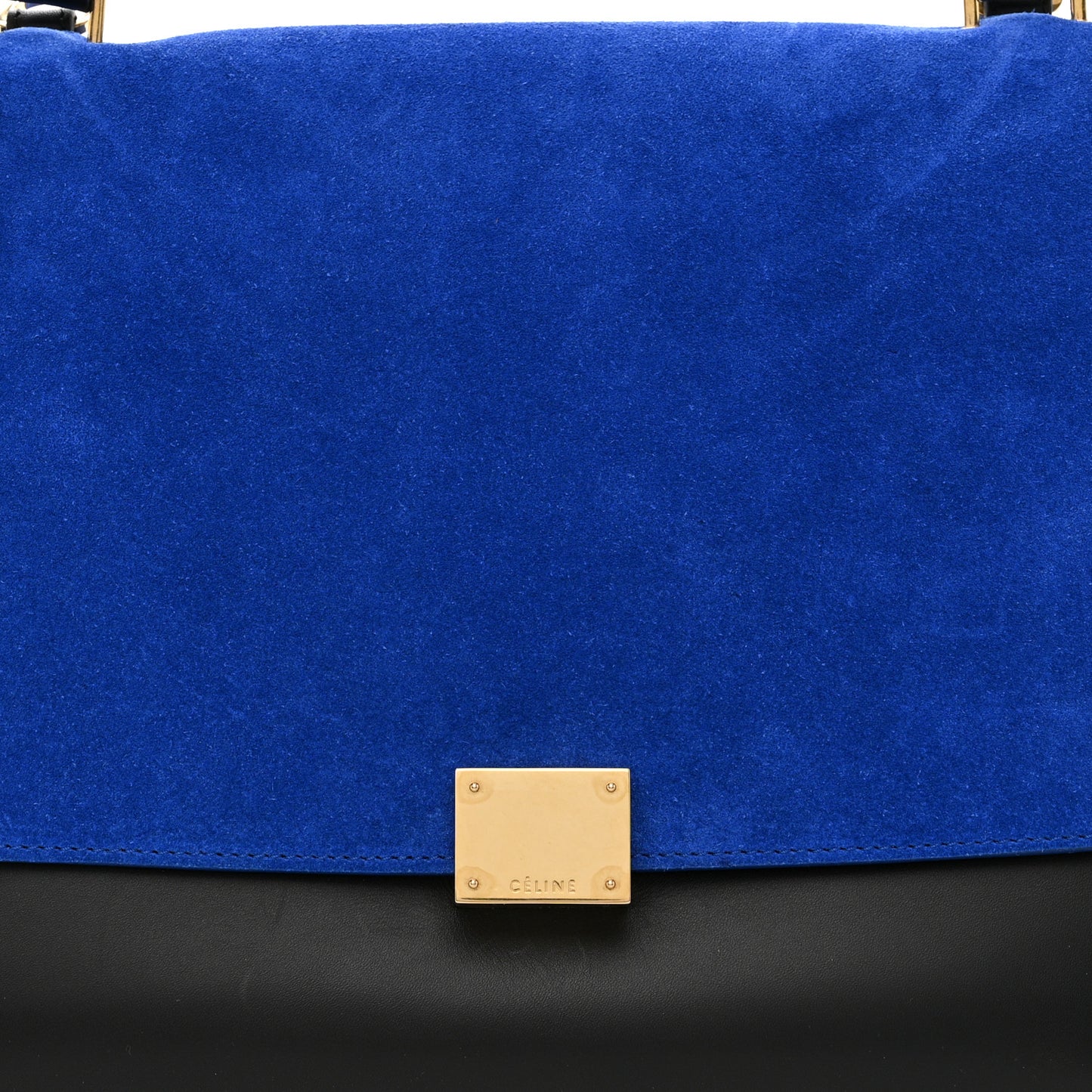 Smooth Calfskin Suede Medium Tri-Color Trapeze Royal Blue