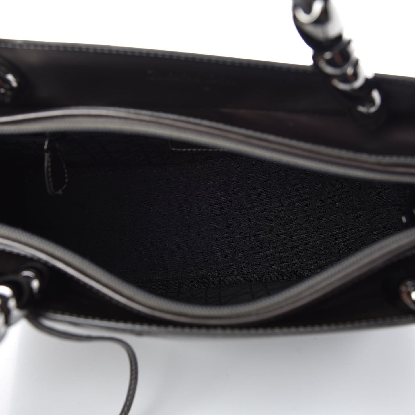 Patent Chrome Beaded Malice Tote Grey