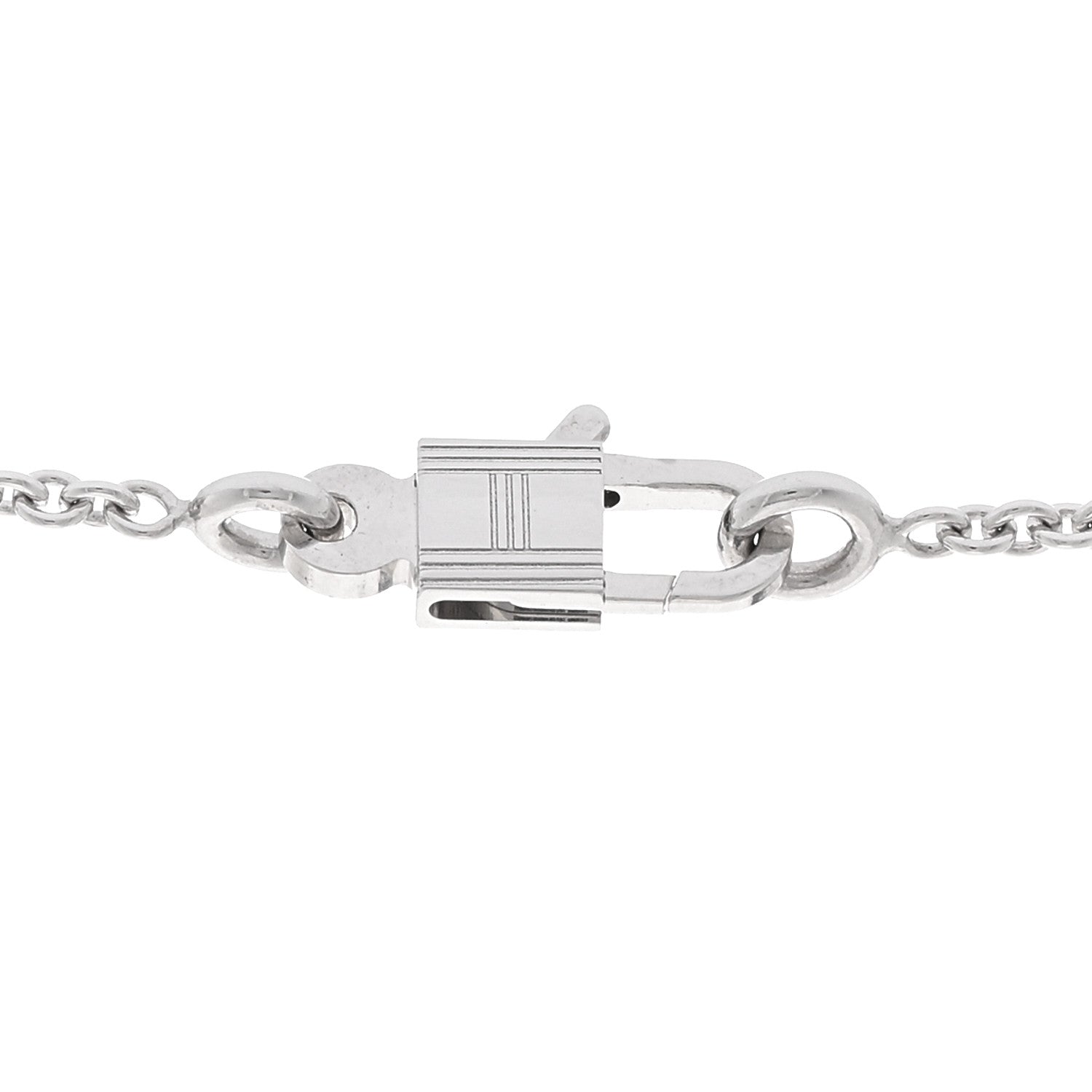 Hermes 18K White Gold Diamond Birkin Amulette Pendant Necklace 4 of 6