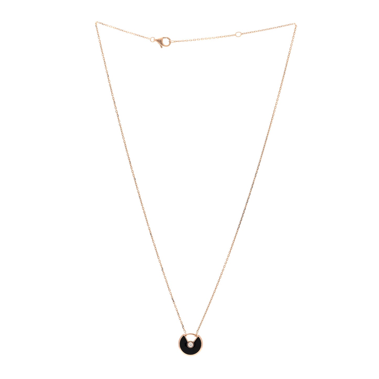 18K Pink Gold Diamond Black Onyx XS Amulette de Cartier Pendant Necklace
