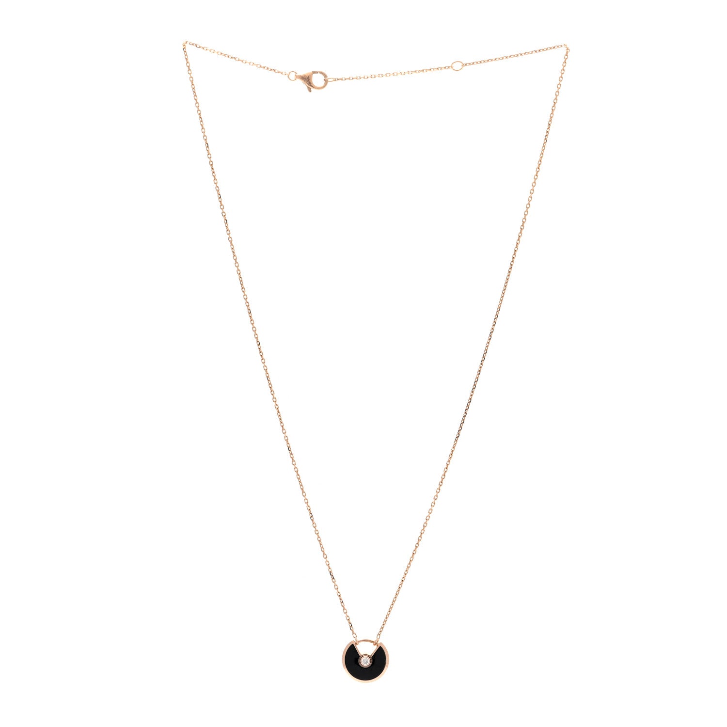 Cartier 18K Pink Gold Diamond Black Onyx XS Amulette de Cartier Pendant Necklace 3 of 5