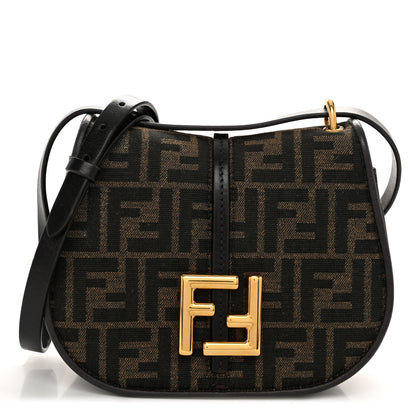 Fendi Fabric Jacquard Vitello Cher Cuoio FF 1974 Small Fendi C'mon Tobacco Moro Ebano 1 of 10