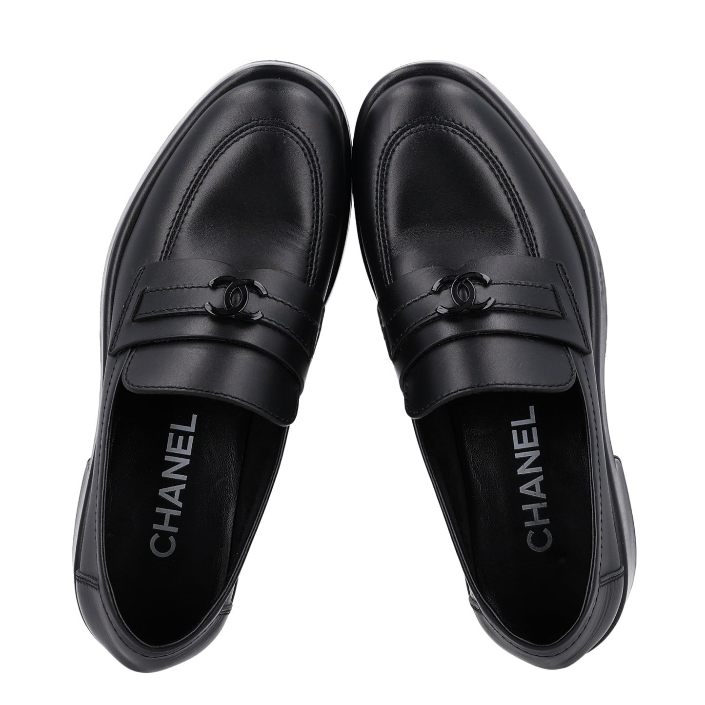 Calfskin CC Platform Loafers 36.5 Black