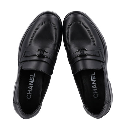 Chanel Calfskin CC Platform Loafers 36.5 Black 2 of 10