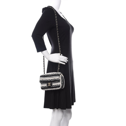 Chanel Tweed Braid Mini Flap Black White 2 of 9