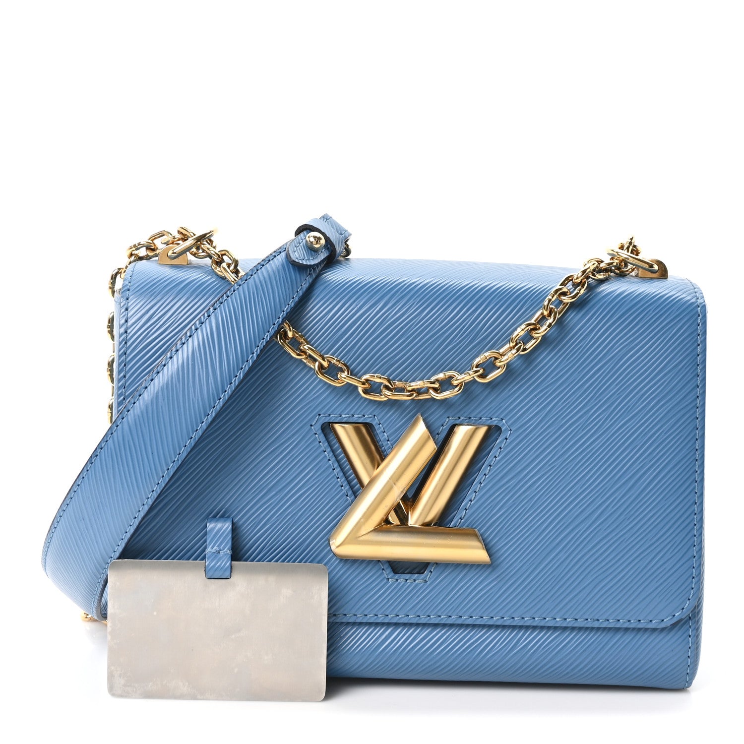 Louis Vuitton Epi Twist Shoulder Bag MM Blue Jean 2 of 9