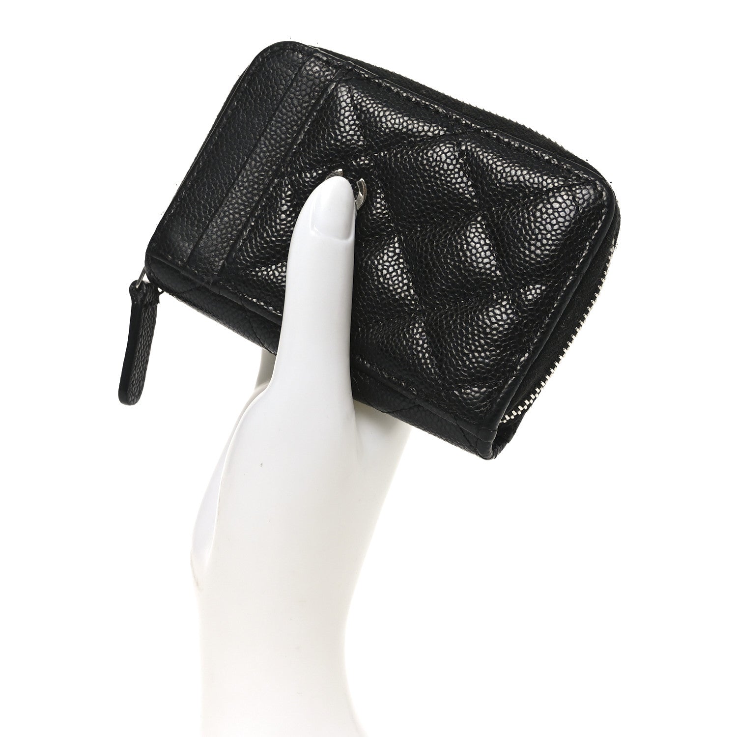 Chanel Caviar Quilted Zip Card Holder Black 2 of 7