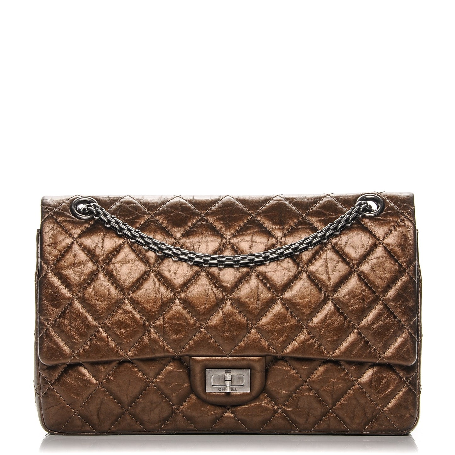Metallic Aged Calfskin Quilted 2.55 Reissue 226 Flap Dark Gold
