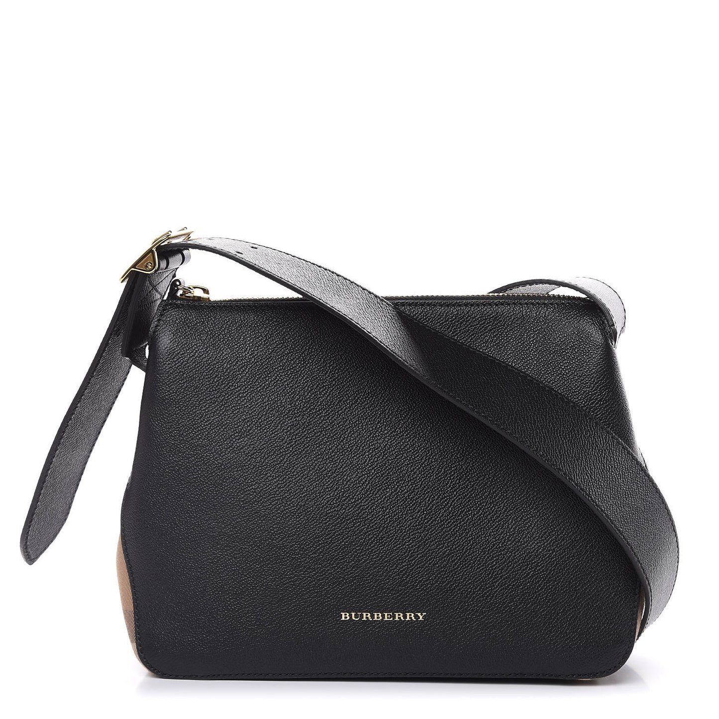 Soft Grain Calfskin House Check Small Helmsley Crossbody Black